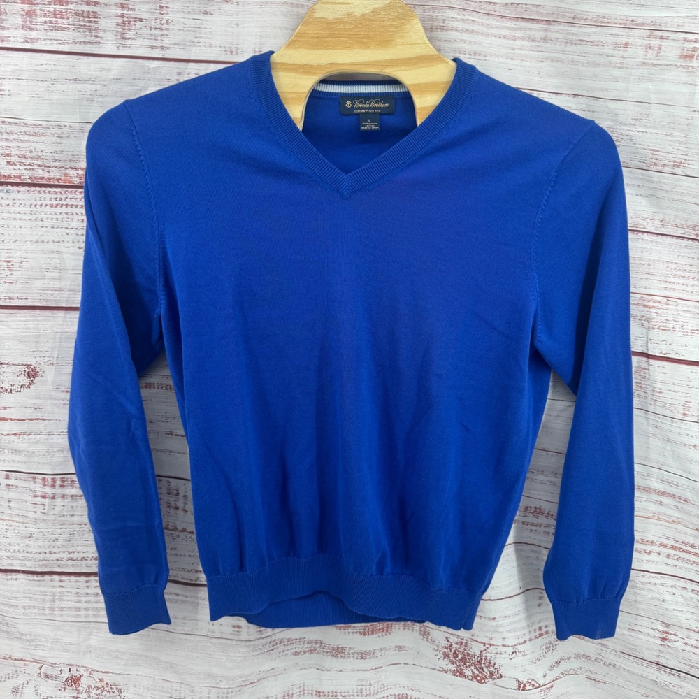 Brooks Brothers Sweater Mens Large Supima Cotton V-Neck Lightweight Pullover‎